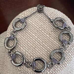 Bomb Party Silver and Purple Horseshoe Bracelet
